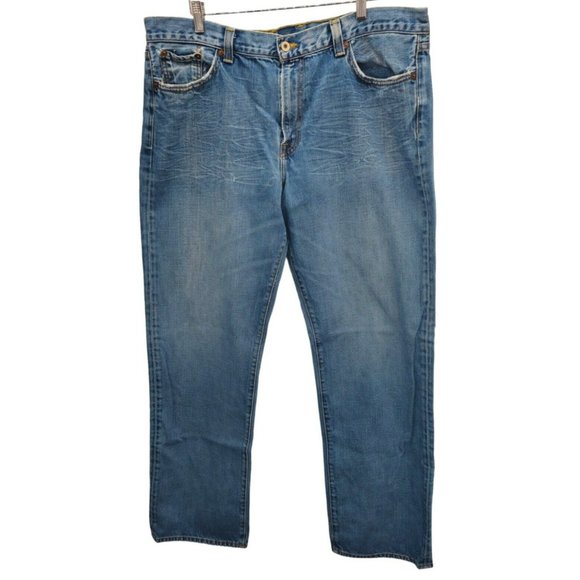 Lucky Brand Jeans Vintage Straight Leg Mens Sz 40 Made USA 34" Inseam Blue Denim - Picture 3 of 12
